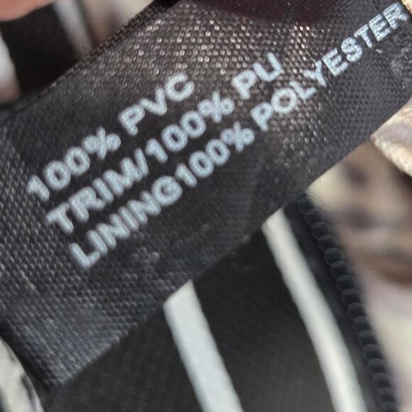 Vintage Y2K Guess Tote Bag Purse Black White Stripe Coated Canvas Heart Charm - Picture 9 of 11